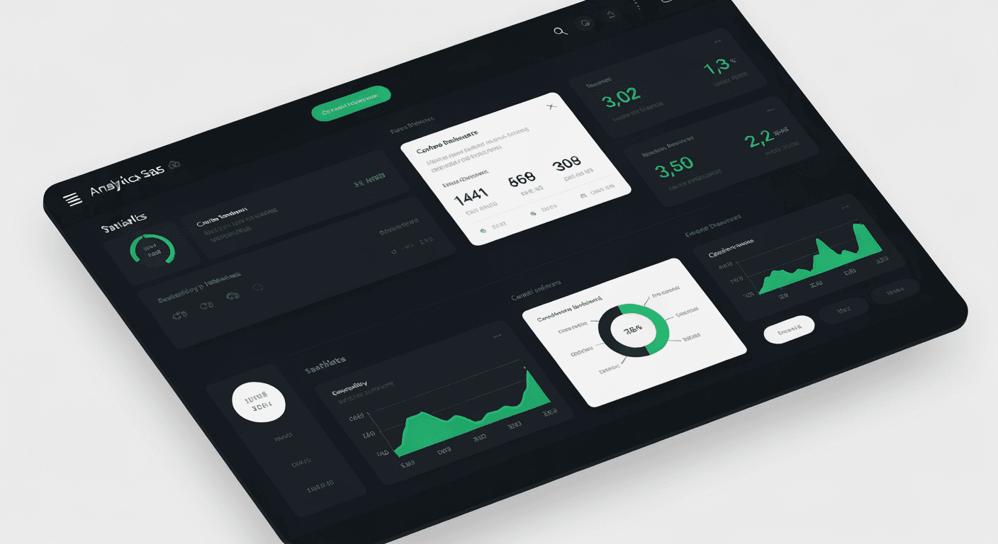 Analytics dashboard showing carbon footprint tracking and compliance metrics